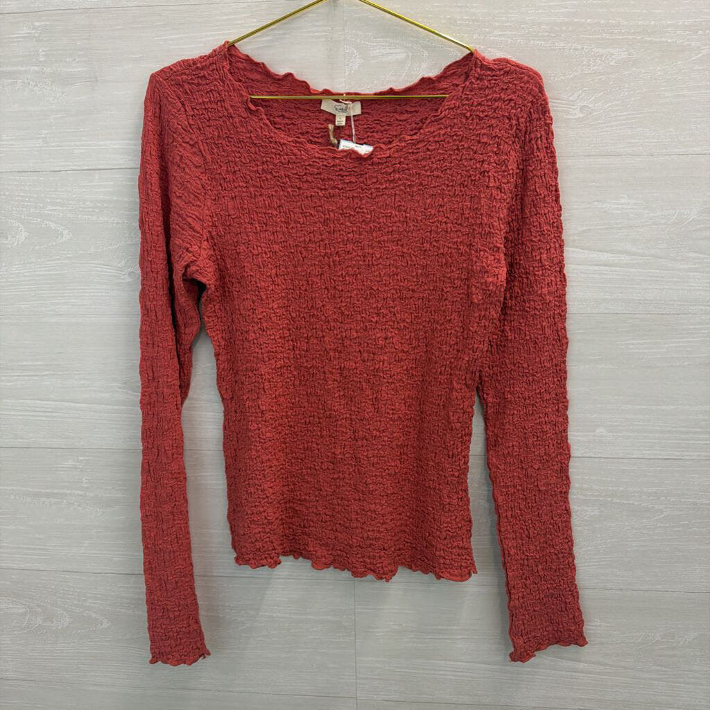 Easel Pink Textured Long Sleeve Top Large