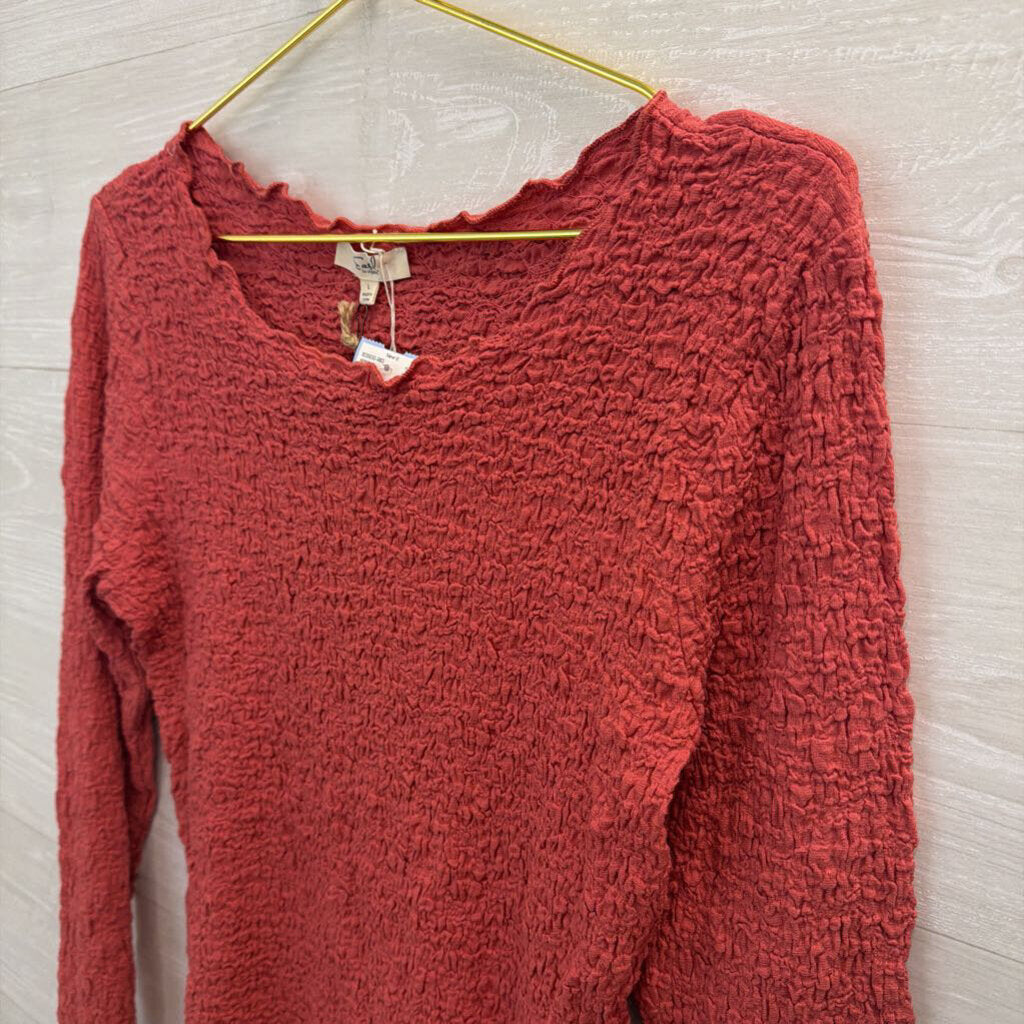 Easel Pink Textured Long Sleeve Top Large