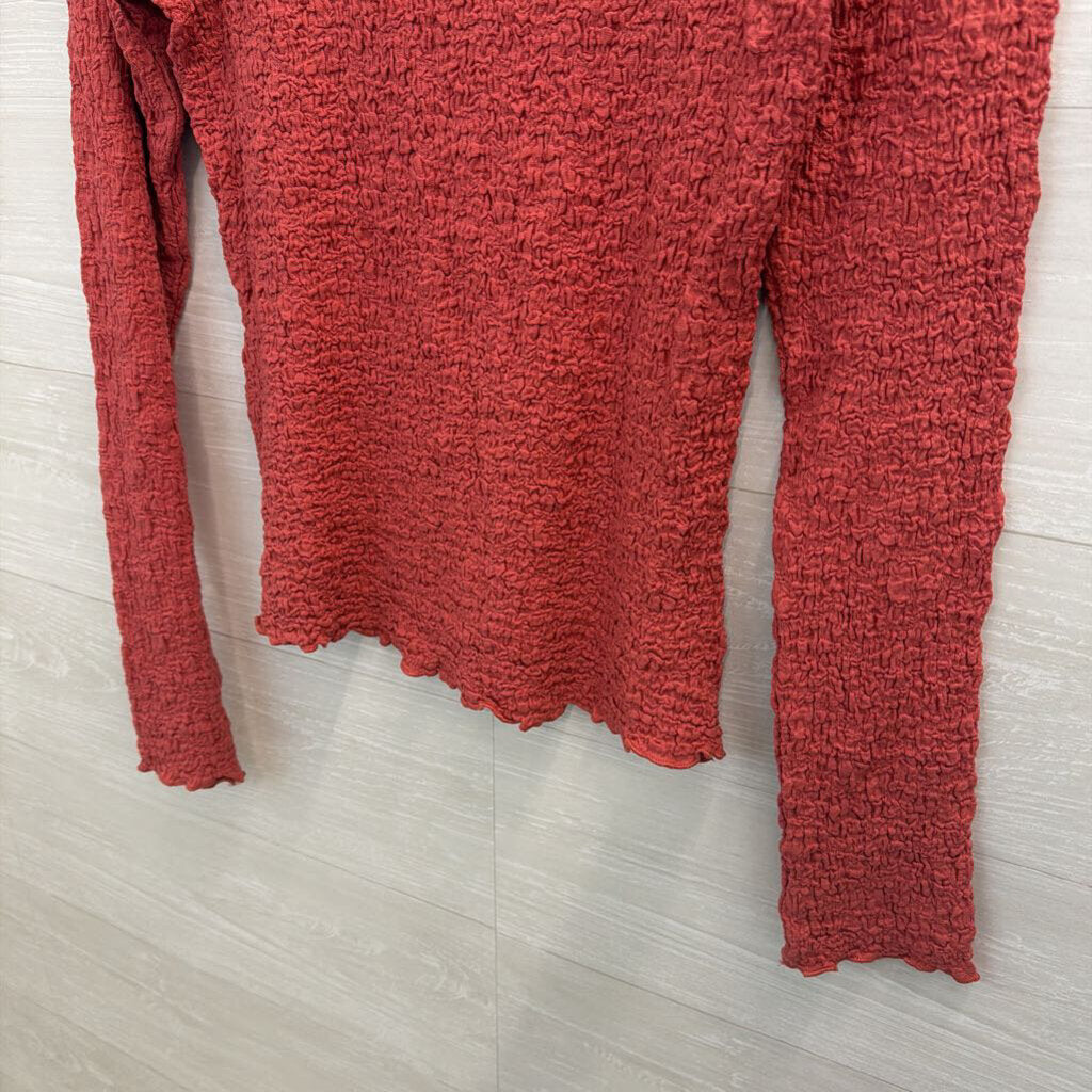 Easel Pink Textured Long Sleeve Top Large