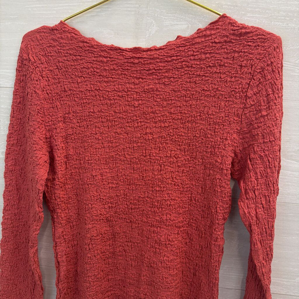 Easel Pink Textured Long Sleeve Top Large