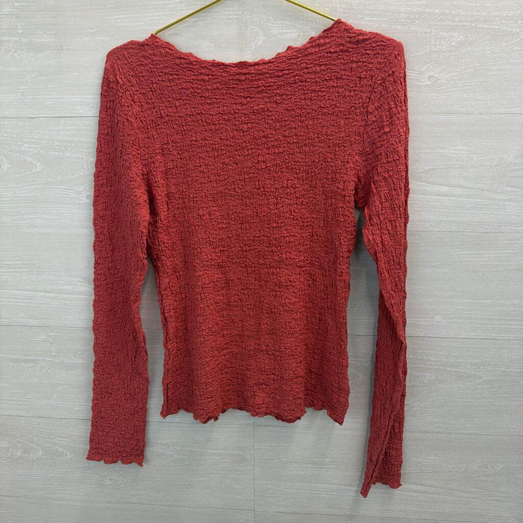 Easel Pink Textured Long Sleeve Top Large