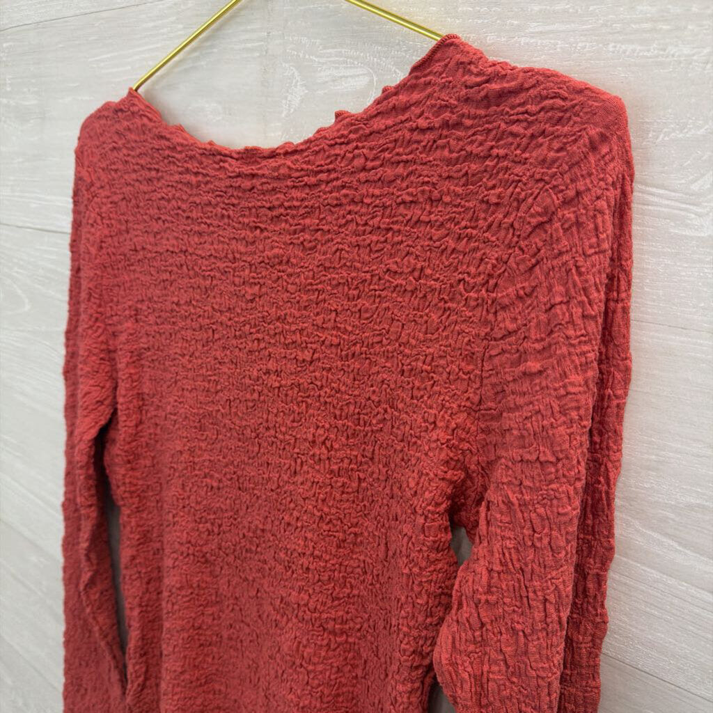 Easel Pink Textured Long Sleeve Top Large