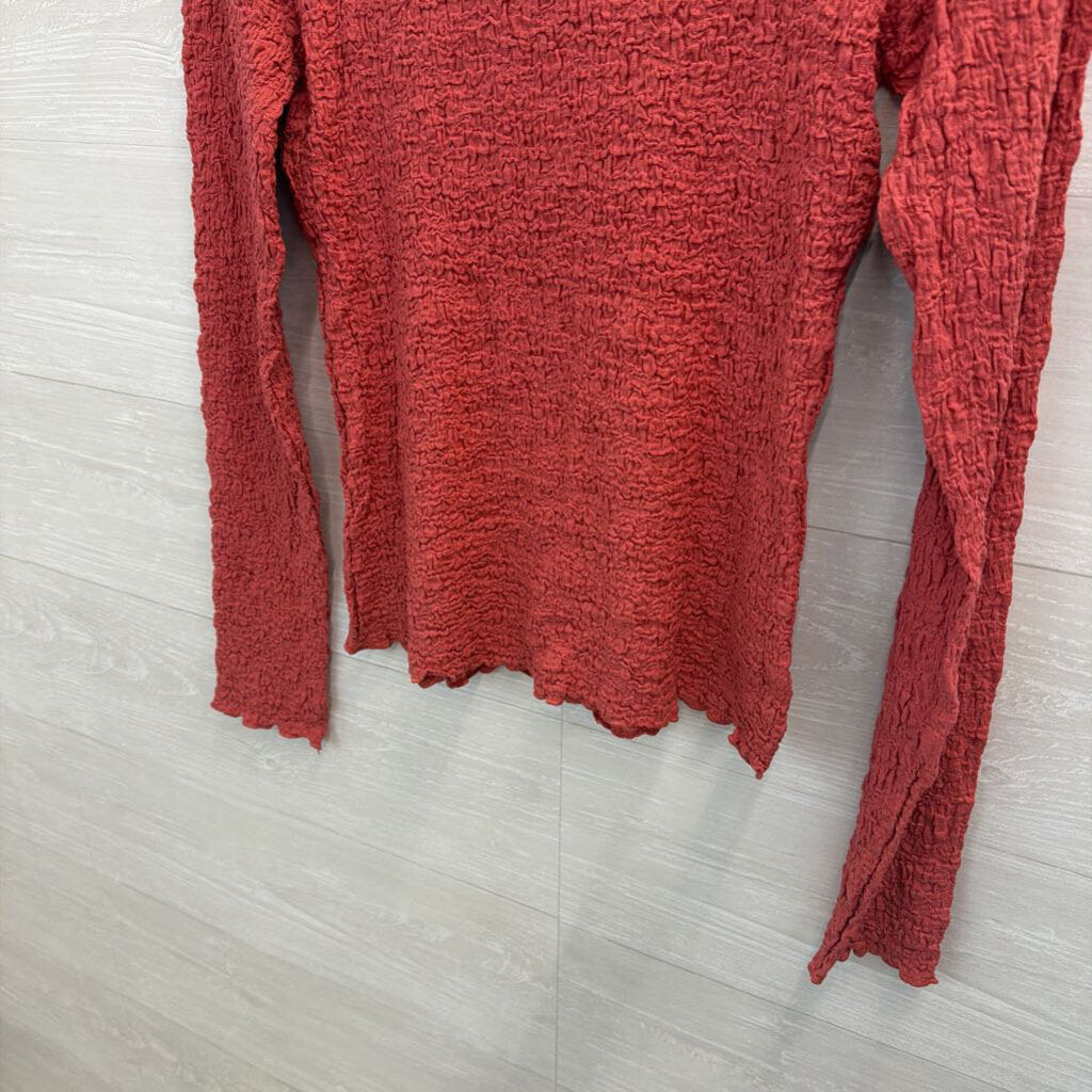 Easel Pink Textured Long Sleeve Top Large