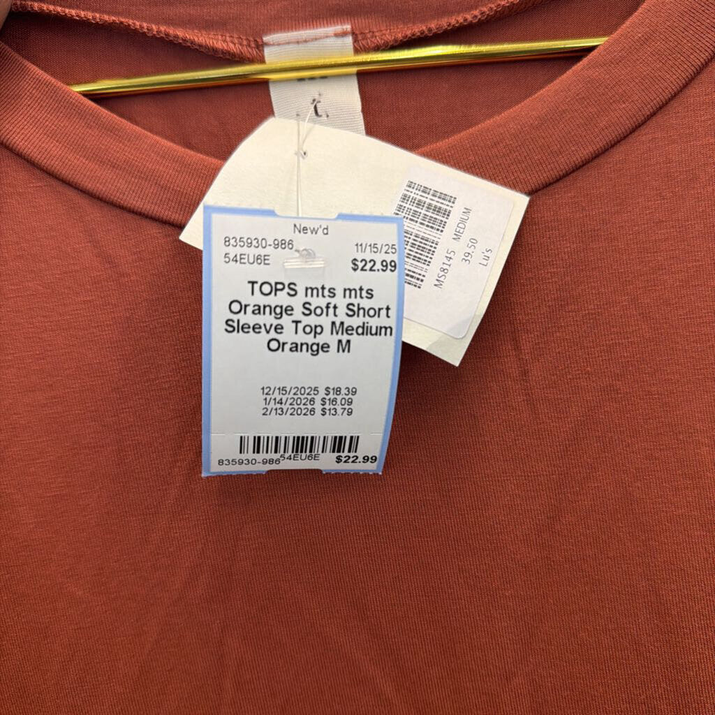 mts Orange Soft Short Sleeve Top Medium