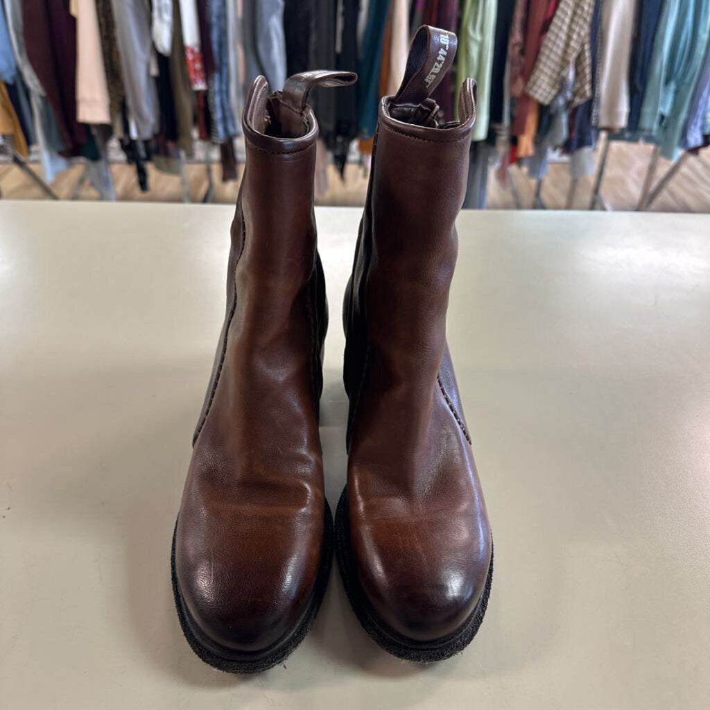 AS 98 Brown Leather Heeled Calf Boots 39