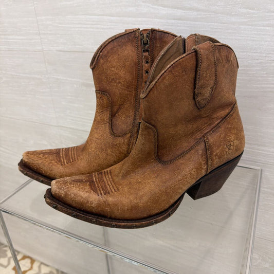 Ariat Brown Leather Ankle Western Boots 9