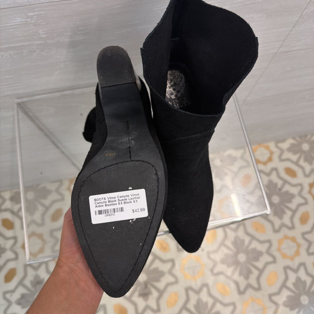Vince Camuto Black Suede Leather Ankle Booties 8.5