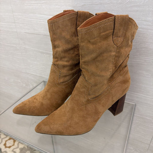 Vici Brown Suede Point Toe Booties 9