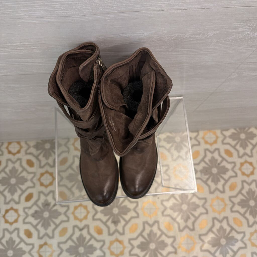 AS 98 Brown Leather Judd Zipper Boots 39