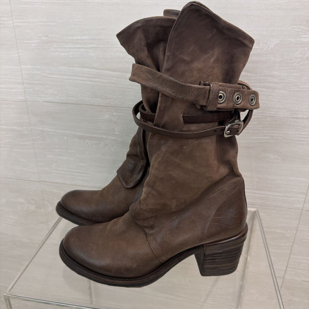 AS 98 Brown Leather Judd Zipper Boots 39