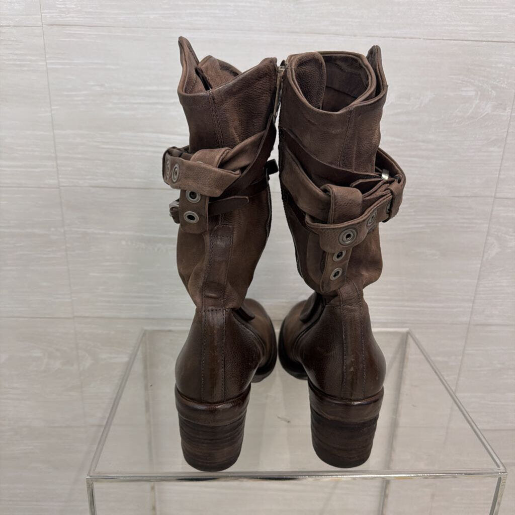 AS 98 Brown Leather Judd Zipper Boots 39