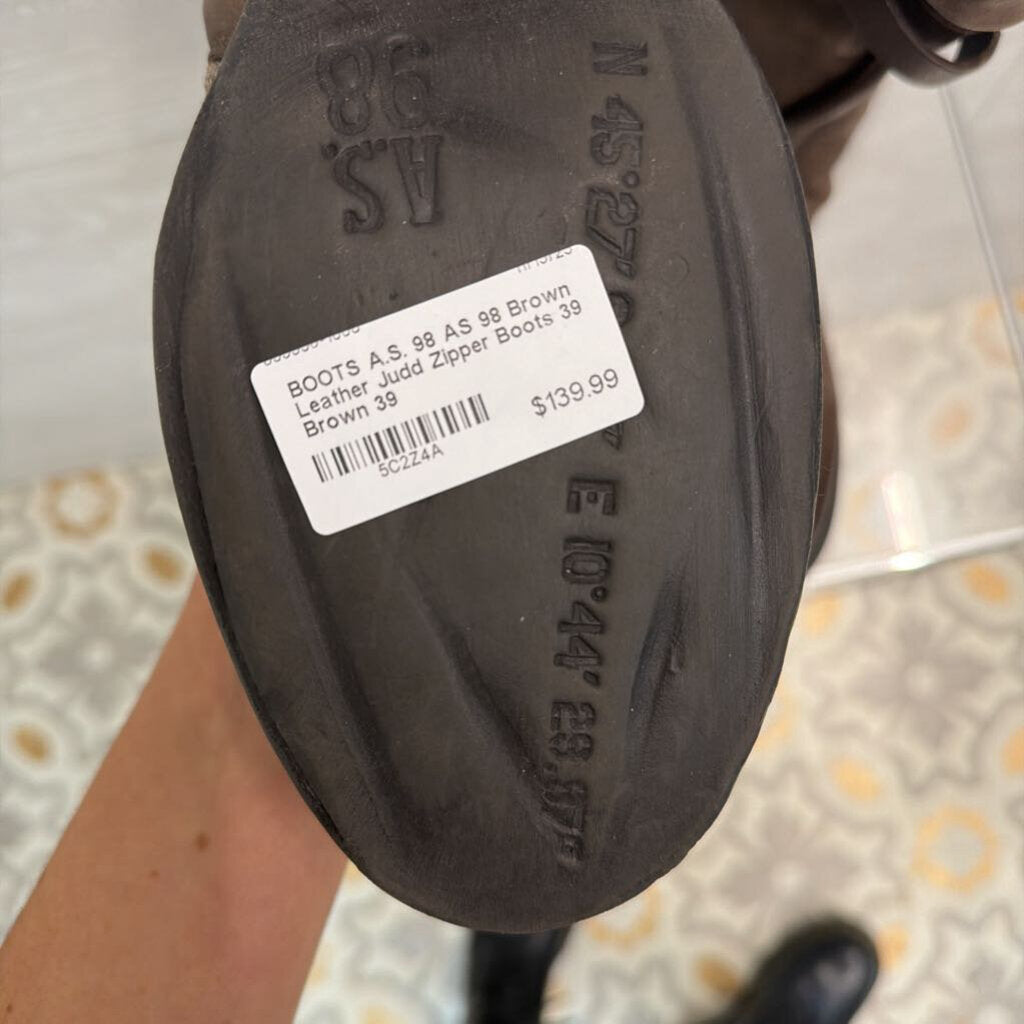 AS 98 Brown Leather Judd Zipper Boots 39