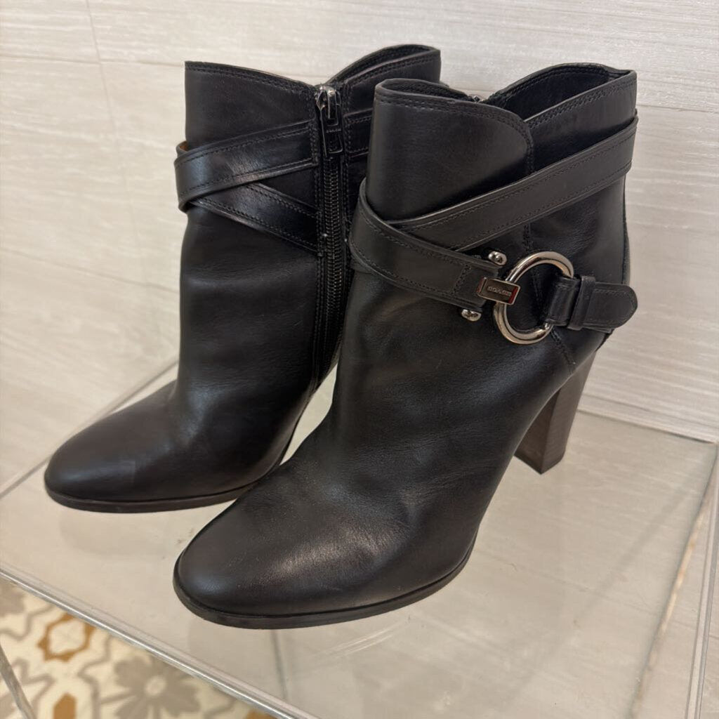 Coach Black Leather Alessandra Ankle Booties 9