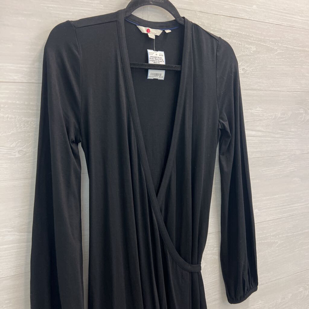 Boden Black Wrap Longsleeve Dress 10