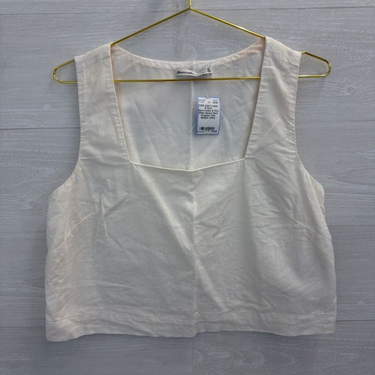 Abercrombie & Fitch White Square Neck Cropped Tank Medium