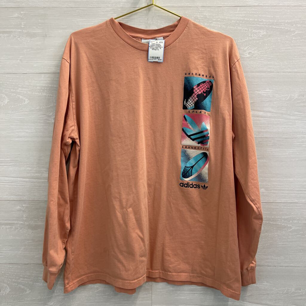 Adidas Originals Athletic Long Sleeve Orange Shirt. XL