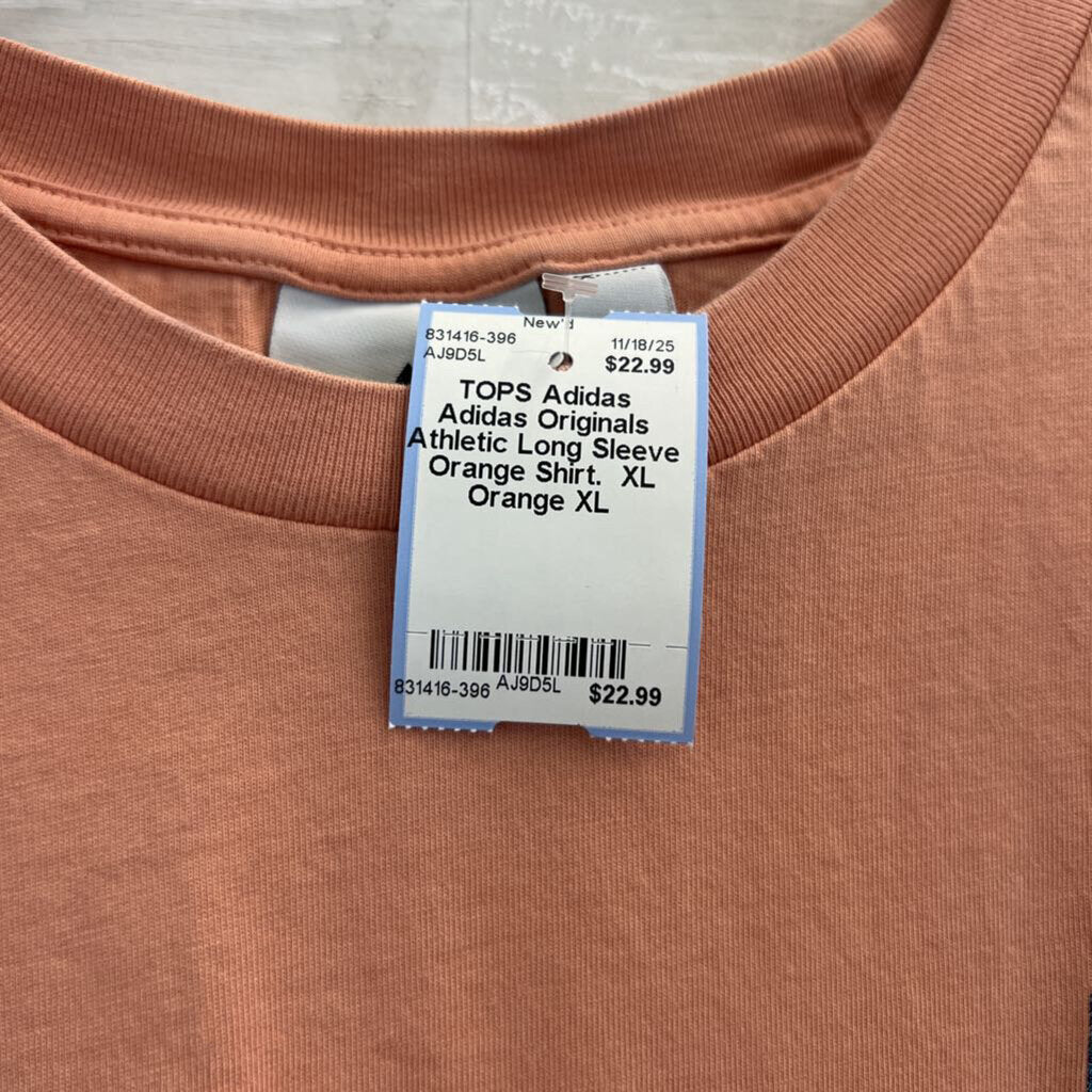 Adidas Originals Athletic Long Sleeve Orange Shirt. XL