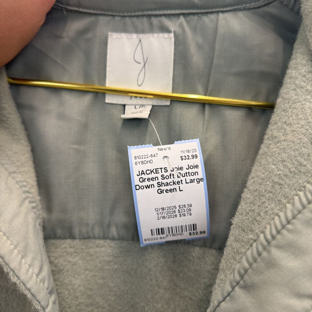 Joie Green Soft Button Down Shacket Large