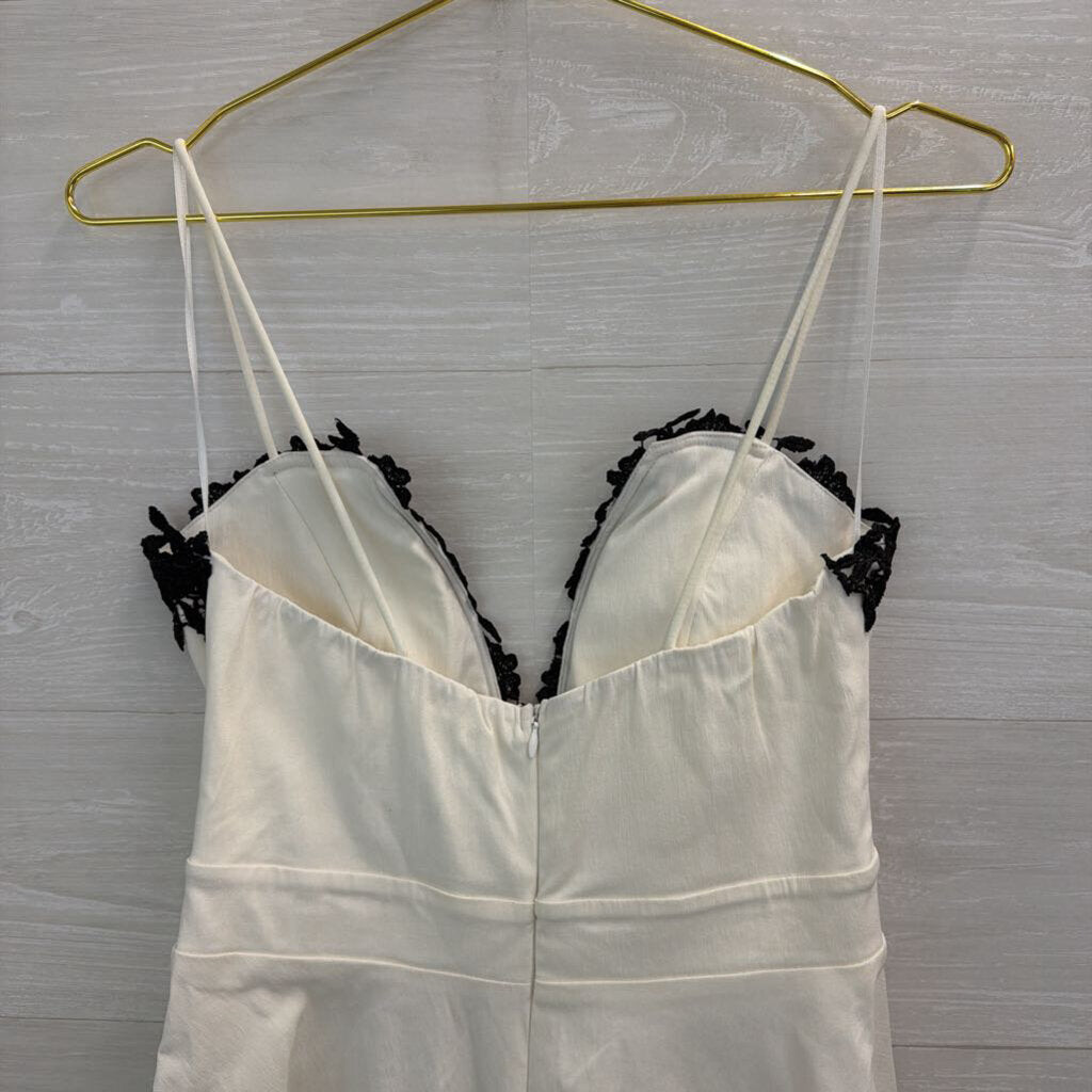 Parvenue White/ Black Lace Trim Dress Large