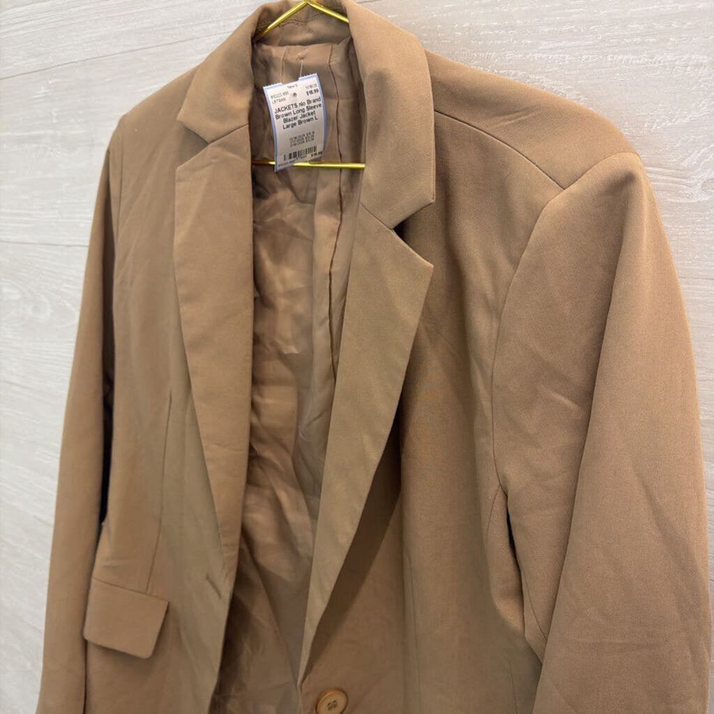 Brown Long Sleeve Blazer Jacket Large