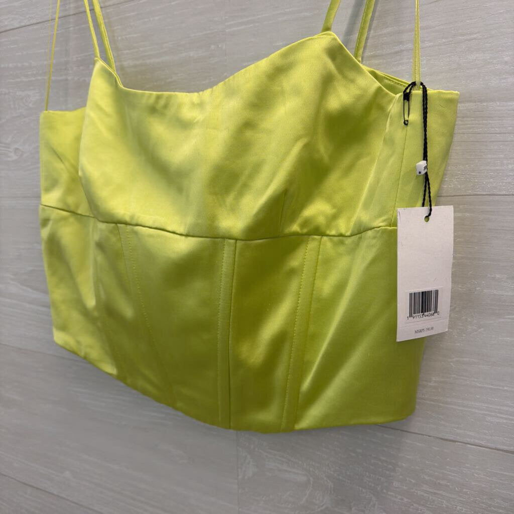 Jason Wu Green Silky Cropped Corset Tank Top Medium