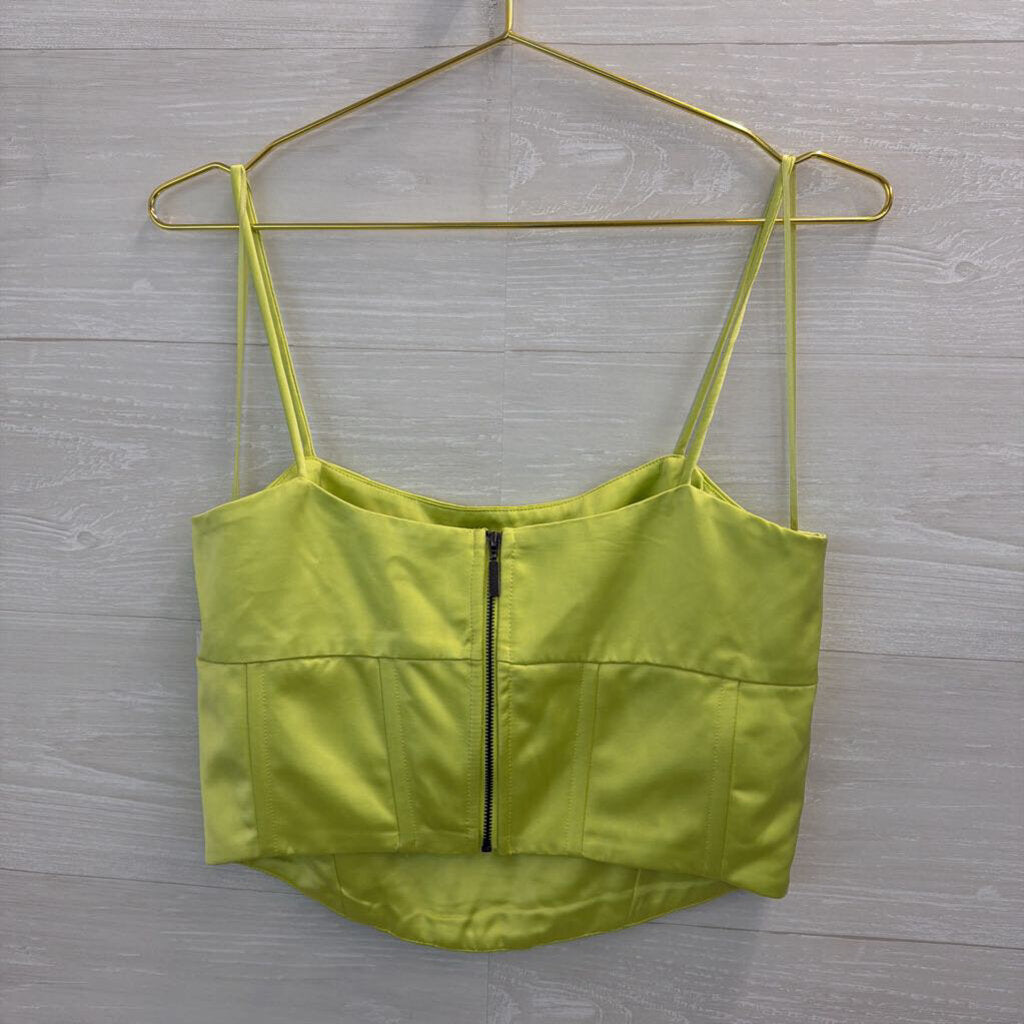 Jason Wu Green Silky Cropped Corset Tank Top Medium