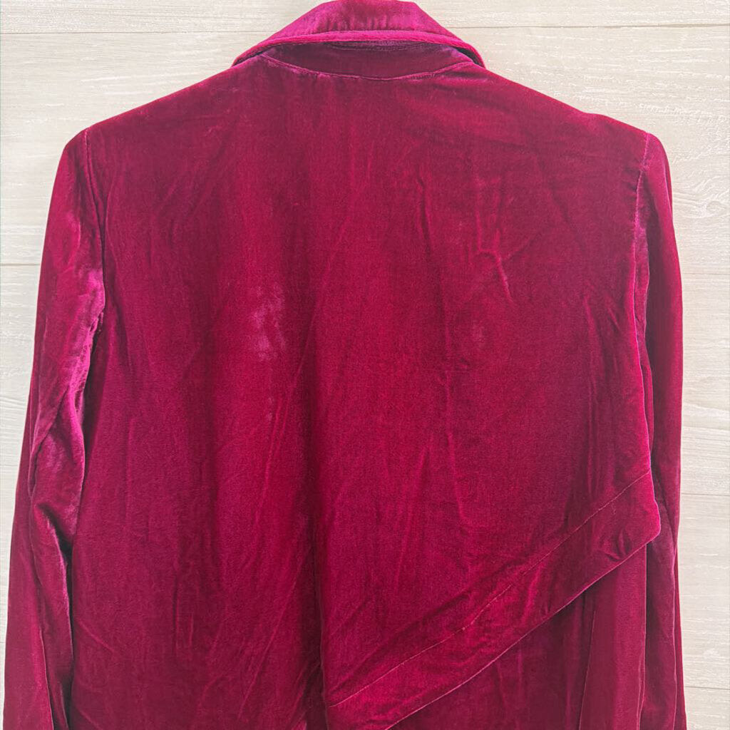 Anthropologie Magenta Velvet Blazer Jacket Medium