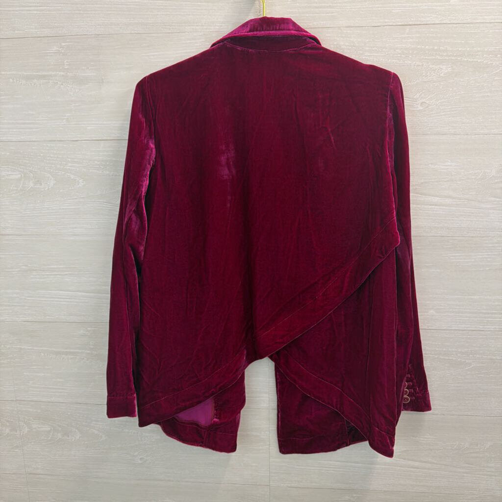 Anthropologie Magenta Velvet Blazer Jacket Medium