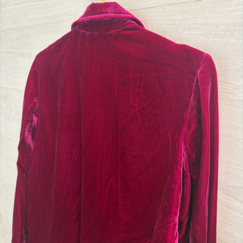 Anthropologie Magenta Velvet Blazer Jacket Medium