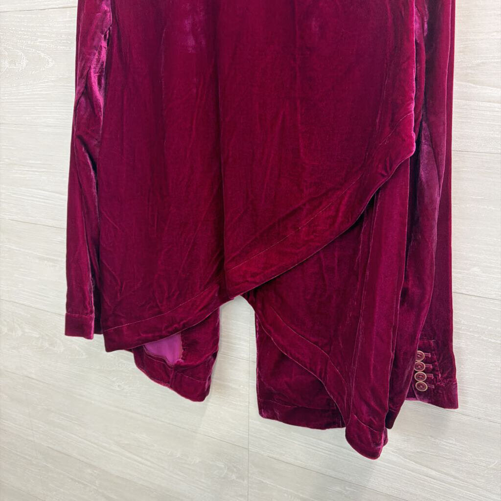 Anthropologie Magenta Velvet Blazer Jacket Medium