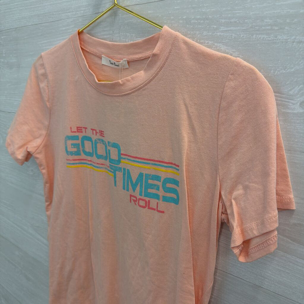 Tres Bien Pink Let The Good Times Roll Short Sleeve Graphic Tee Small