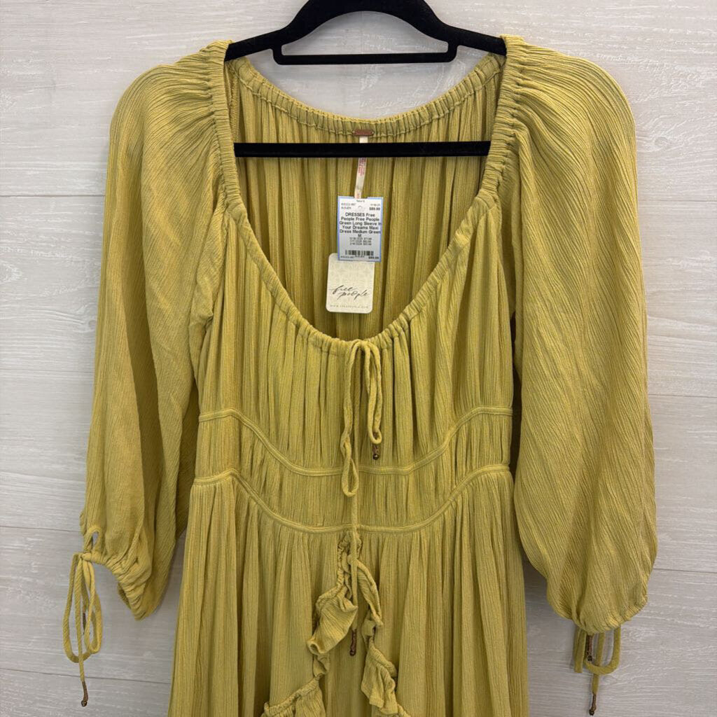 Free People Green Long Sleeve In Your Dreams Maxi Dress Medium