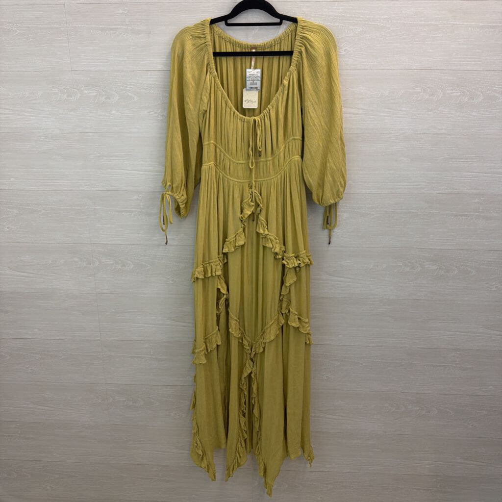 Free People Green Long Sleeve In Your Dreams Maxi Dress Medium