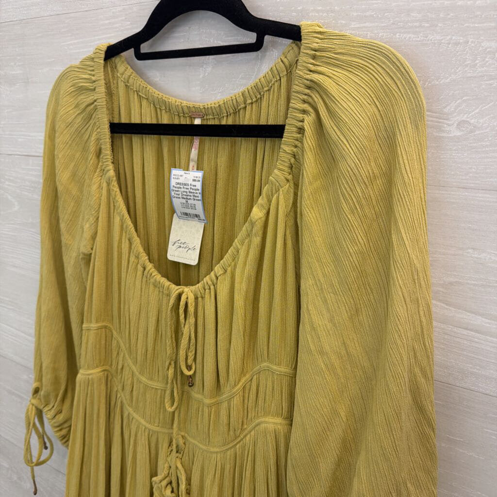 Free People Green Long Sleeve In Your Dreams Maxi Dress Medium