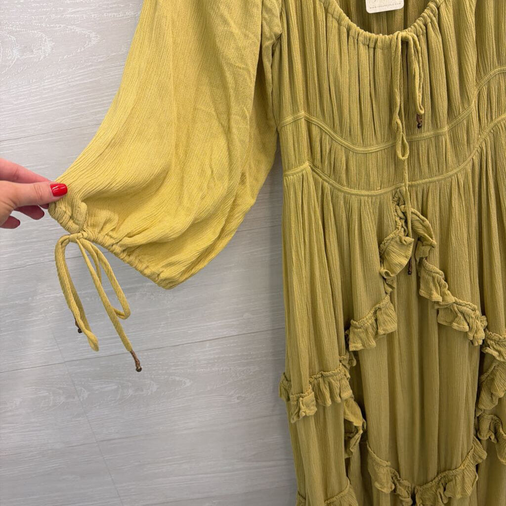 Free People Green Long Sleeve In Your Dreams Maxi Dress Medium