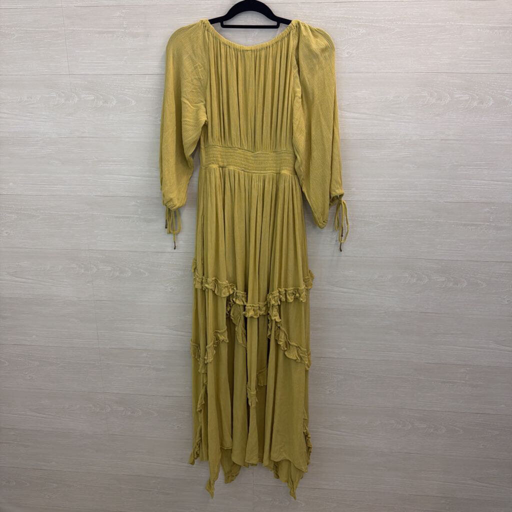 Free People Green Long Sleeve In Your Dreams Maxi Dress Medium