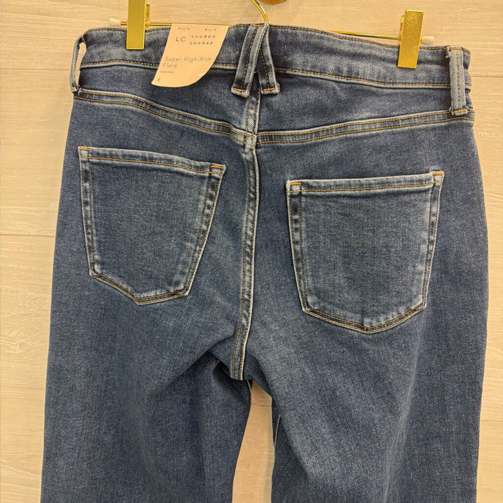 Lauren Conrad Medium Wash Super High Rise Flare Jeans 6