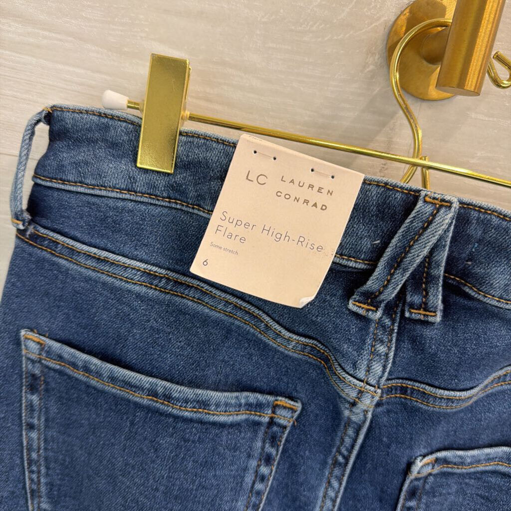 Lauren Conrad Medium Wash Super High Rise Flare Jeans 6