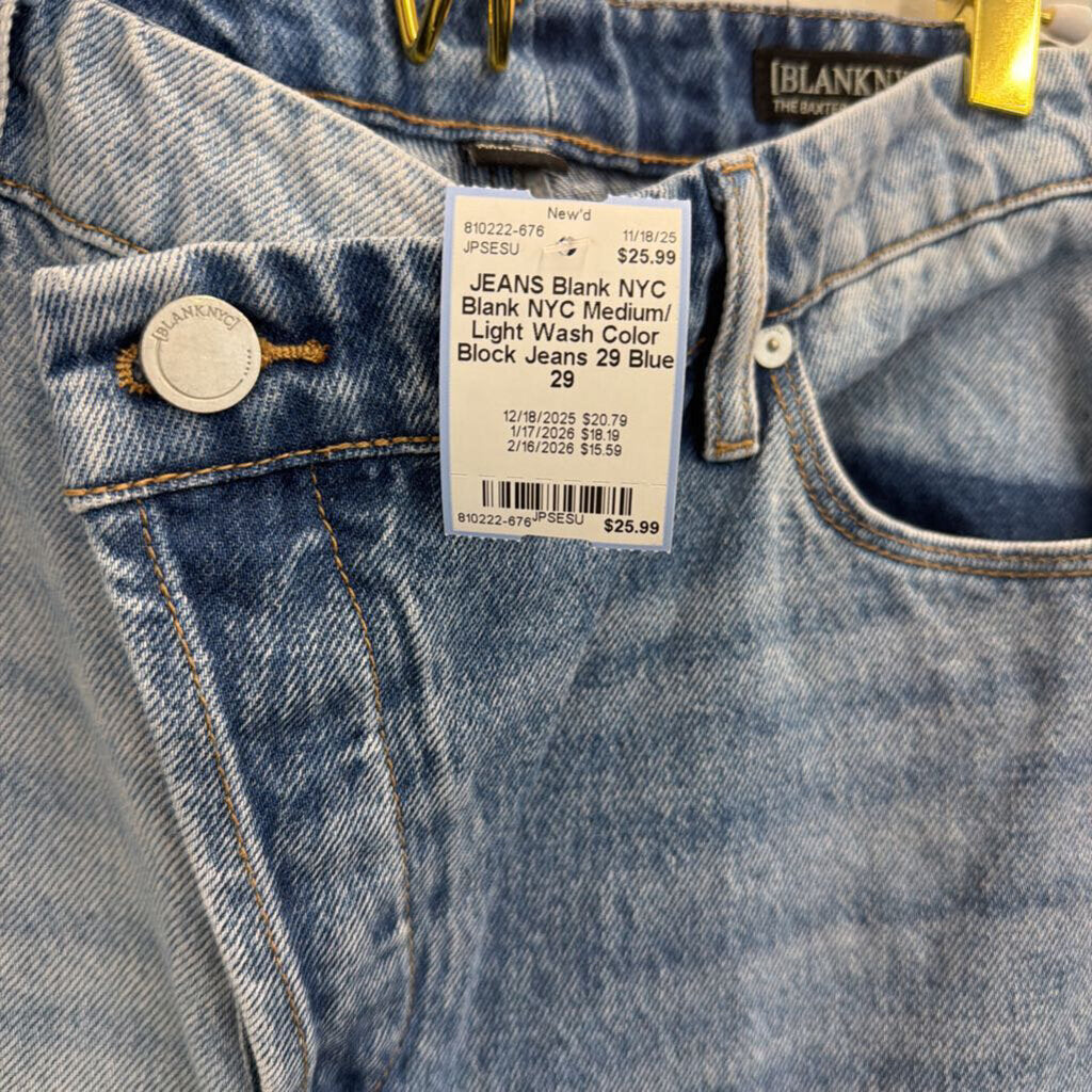 Blank NYC Medium/ Light Wash Color Block Jeans 29
