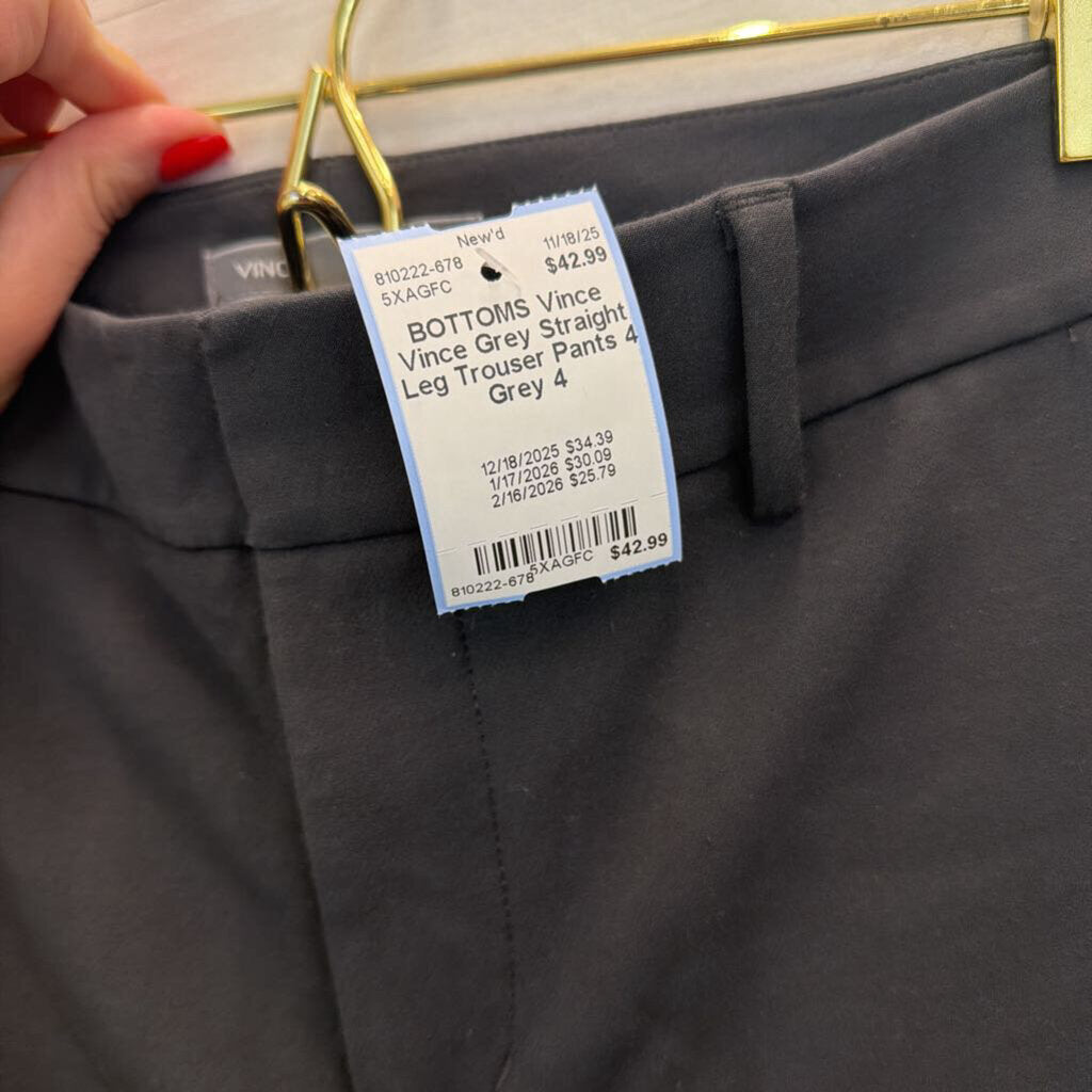 Vince Grey Straight Leg Trouser Pants 4