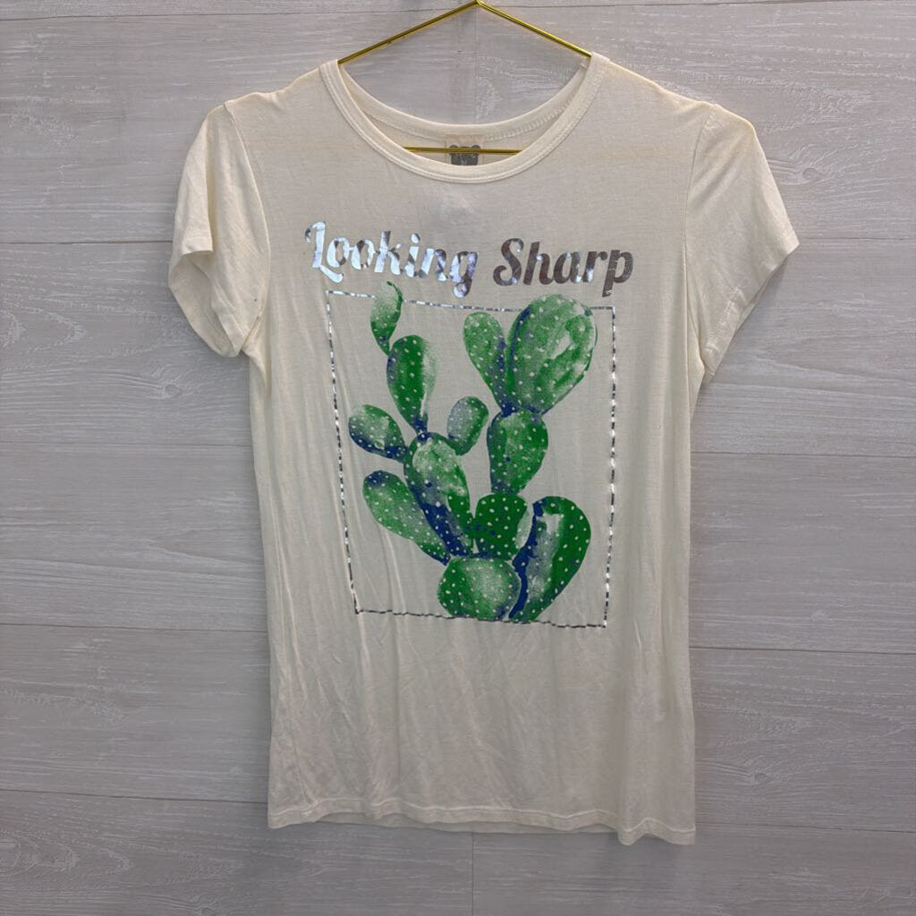 Color Bear White/ Green/ Silver Looking Sharp Short Sleeve Graphic Tee Medium