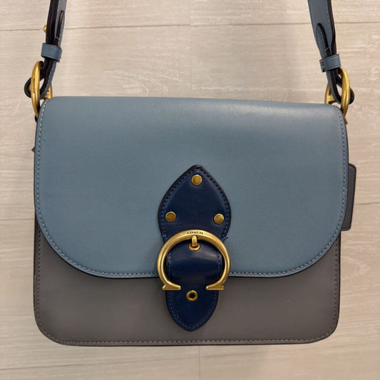 Coach Blue Color Block Leather Beat Shoulder Purse
