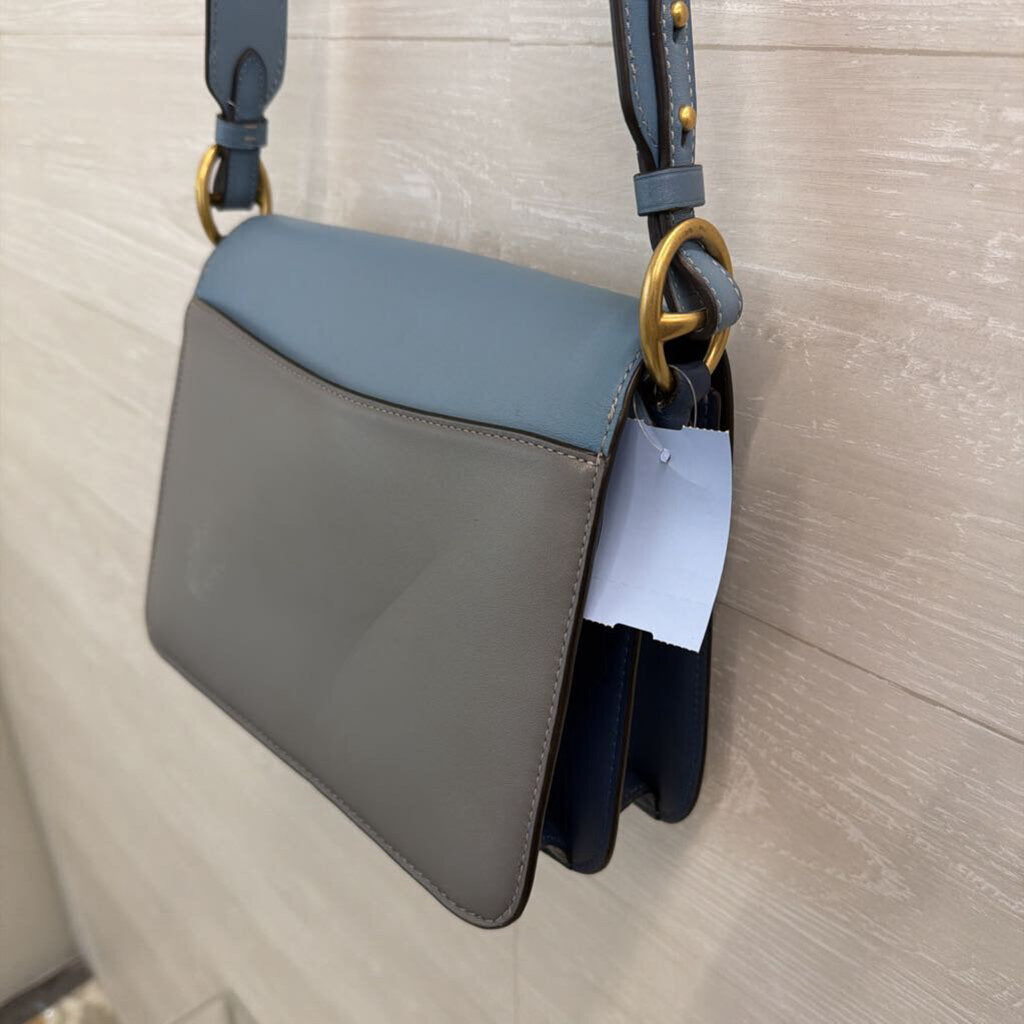 Coach Blue Color Block Leather Beat Shoulder Purse