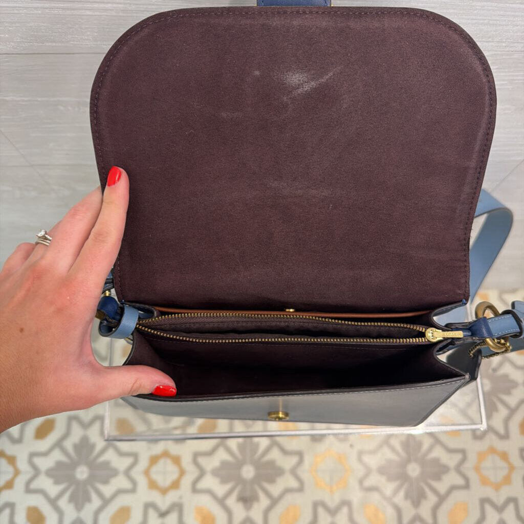 Coach Blue Color Block Leather Beat Shoulder Purse