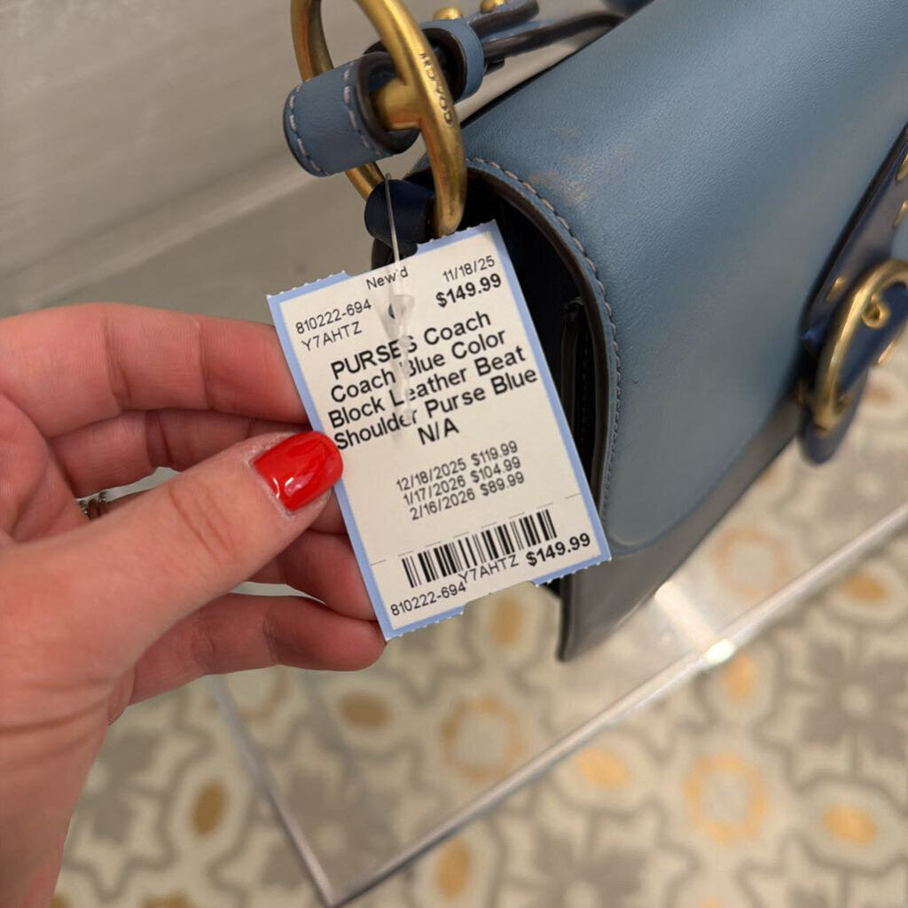 Coach Blue Color Block Leather Beat Shoulder Purse