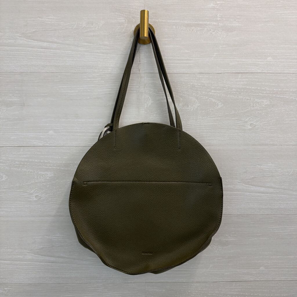 Remi and Reid Green Leather Round Shoulder Purse