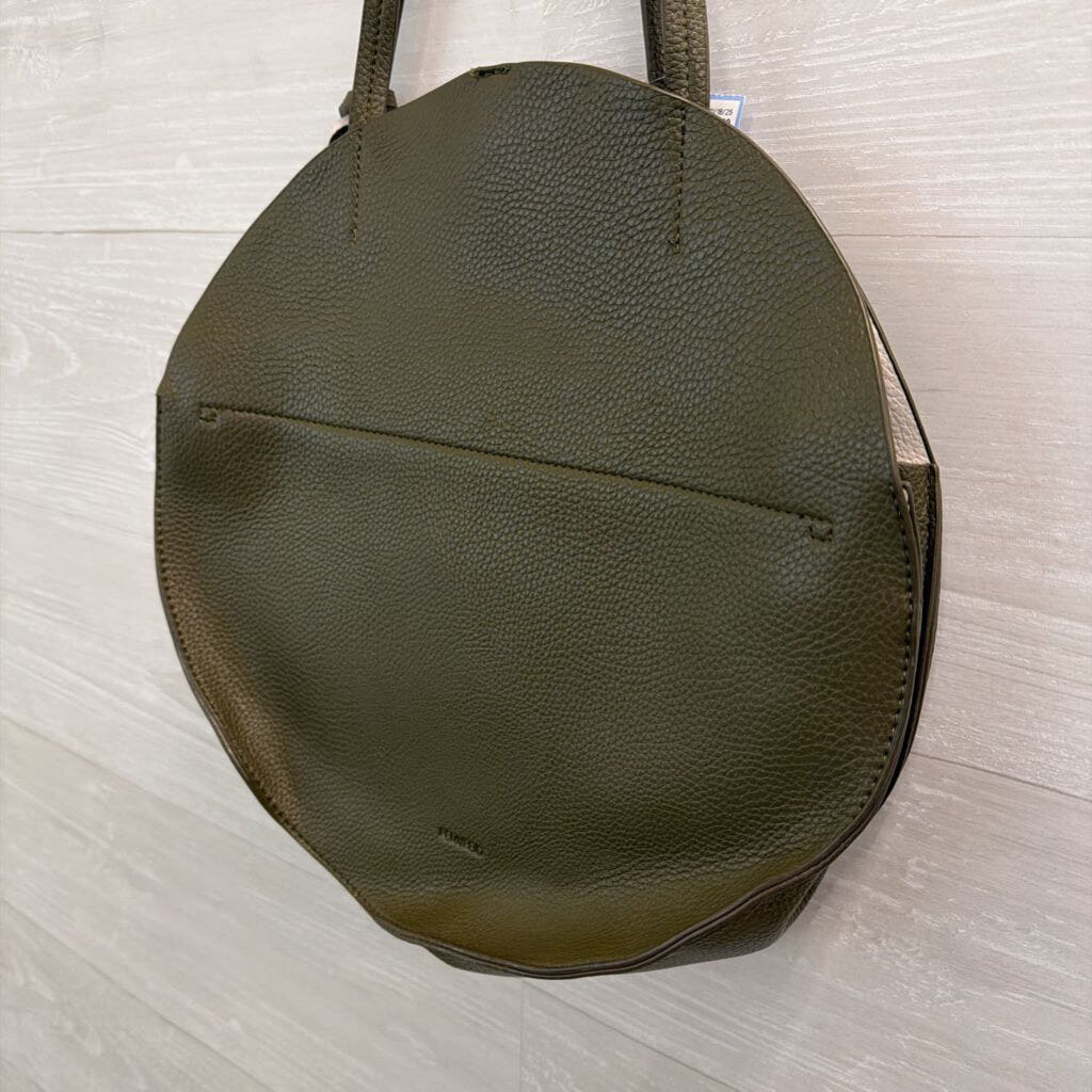 Remi and Reid Green Leather Round Shoulder Purse