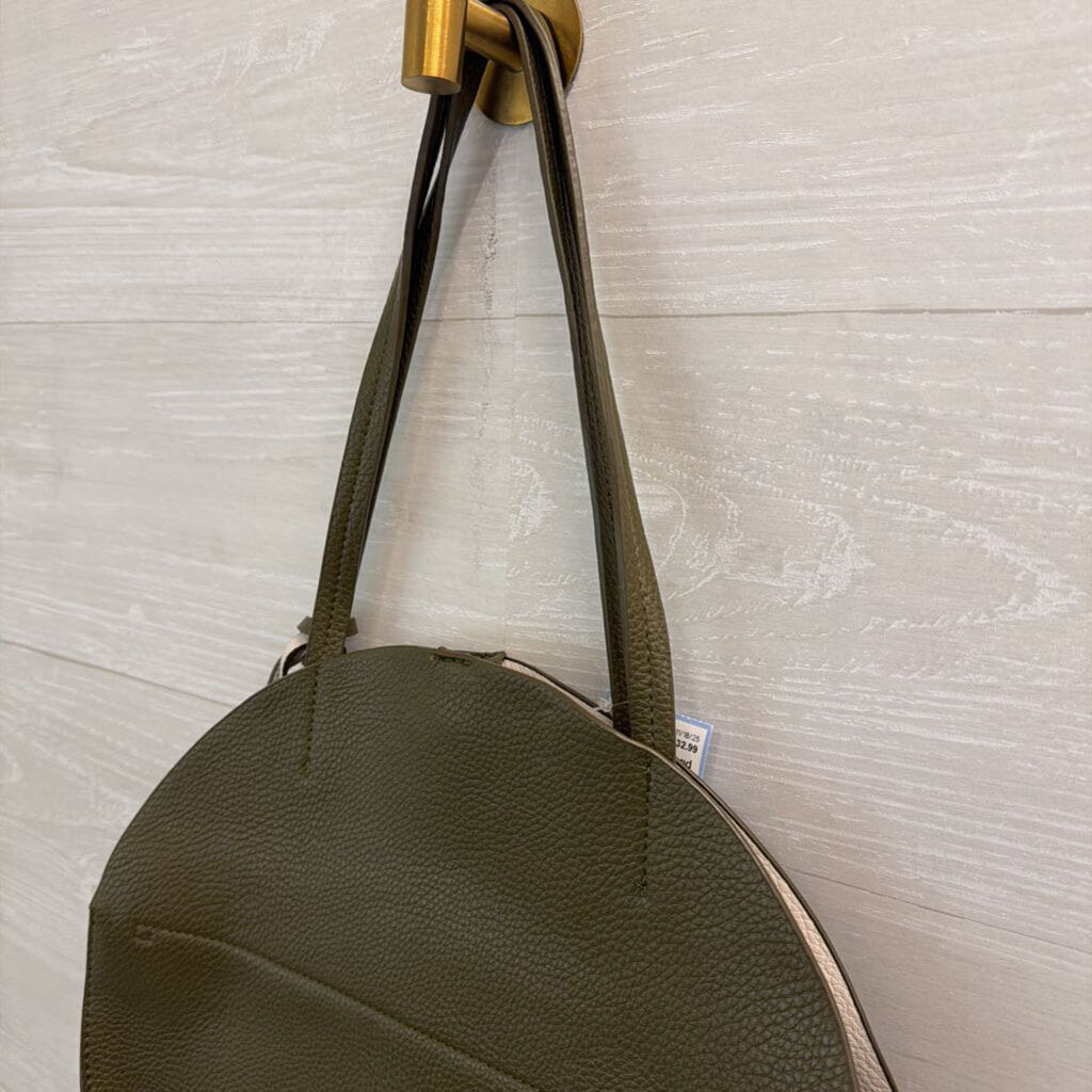 Remi and Reid Green Leather Round Shoulder Purse