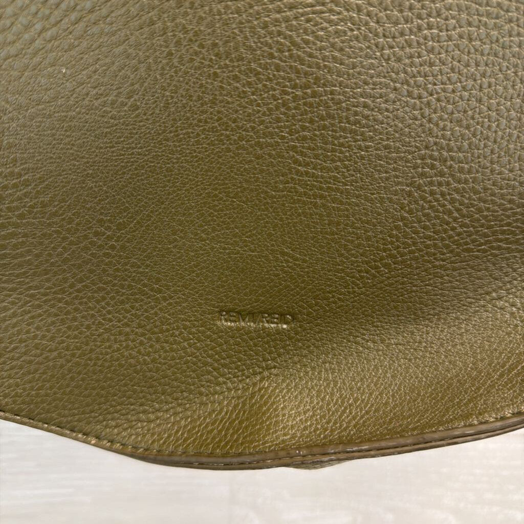 Remi and Reid Green Leather Round Shoulder Purse