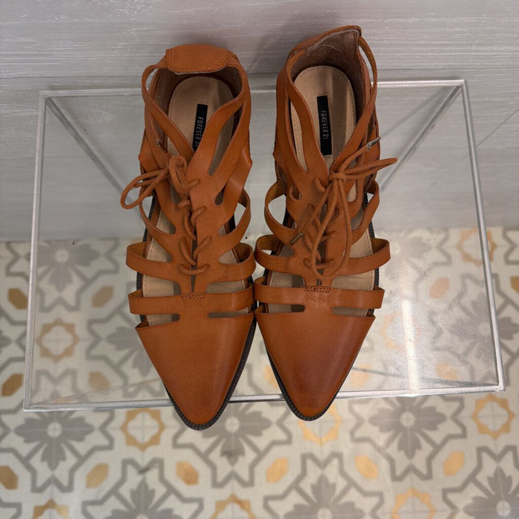 Forever 21 Brown Lace Up Gladiator Point Toe Shoes 8